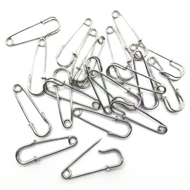 Solidarity Safety Pins Brooches Steel Silver Tone Lot of 20 Pieces (1-1/2 inch)