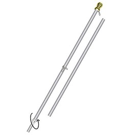 6ft Flag Pole - Silver - Spinning Tangle-free Outdoor - Perfect for Homes, Schools, Businesses, etc!