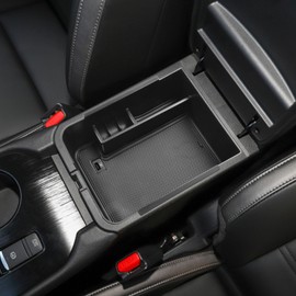 TACORBO Center Console Organizer Compatible with Nissan Sentra 2020 2021 2022 2023 2024 Accessories Secondary Armrest Storage Box, Black Trim