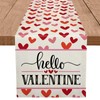 GPGHE Valentines Day Table Runner Love Heart Hello Valentine Decorations