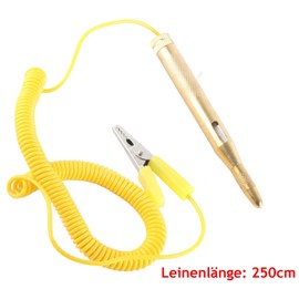 Leloco Pack of 2 Power Tester Pen, Car Voltage Tester with 250 cm Cable, 6-24 V Car and Motorcycle Tester, Diagnostic Tool with Spring Clamp