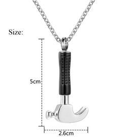 OutstandLong Hammer Urn Necklace for Ashes for Men Cremation Jewelry for Ashes for Women Keepsake Memorial Locket Pendant