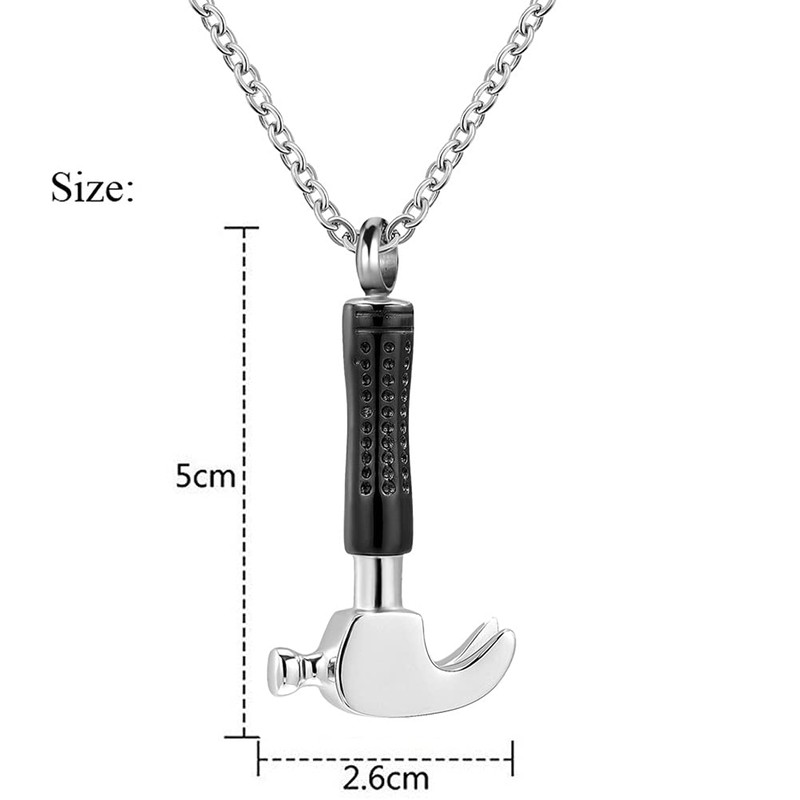 OutstandLong Hammer Urn Necklace for Ashes for Men Cremation Jewelry
