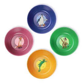 AWAVE The School of Magic Animals 4-Piece Children's Bowl Set 11.5 cm Children's Crockery Made of rPET without Melamine, Rabbat Henrietta Juri Caspar, Reusable, Dishwasher Safe