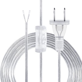 Lamp Cord with Switch Replacement Lamp Cord 18AWG SPT-2 Replacement Silver Power Transparent with Plug for Table Floor Lighting Fixture(Clear Sliver,15ft)