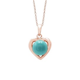 Ravishing Impressions Turquoise Heart Pendant Charm Necklace 925 Sterling Silver Bohomian Beach Dainty Jewelry Gift For Mom Rose Gold Plated