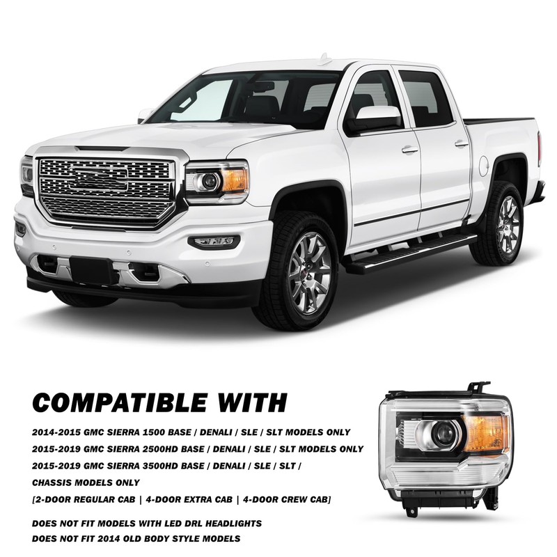 SOCKIR Halogen Headlight Assembly Fits for 2014-2018 GMC Sierra 1500