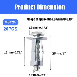 BENLIUDH 20pcs Hollow Wall Anchors for Thin Walls Heavy Duty, M6 x 1"