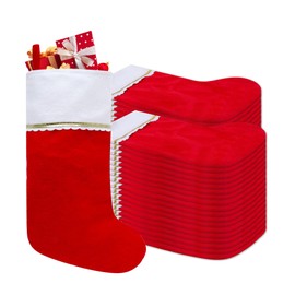 Tokforty 36 Pack Felt Christmas Stockings, 19 Inches Red and White Christmas Stockings, White Cuff with Gold Trim Christmas Stockings for Family Christmas Holiday Decorations