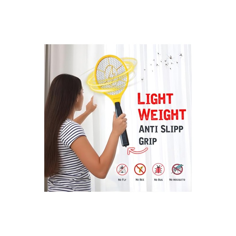 DEVOGUE® Electric Fly Swatter – Battery Operated Bug Zapper Racket,