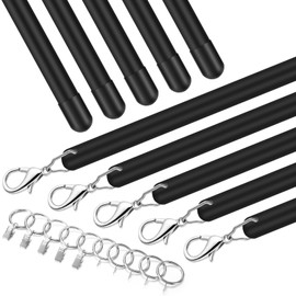 Shimeyao 10 Pack Acrylic Curtain Pull Wands Drapery Pull Rod Versatile Fiberglass Blinds Wand Kits with Rings and Hooks for Opening Closing Curtains Homes Offices Window Opener(Black,46 Inch)