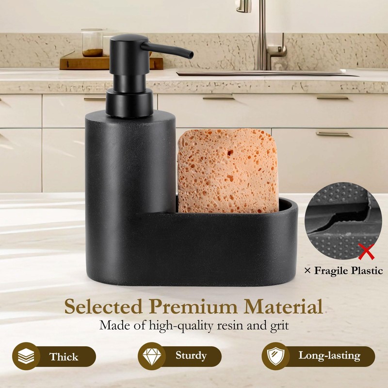 Shinowa Dish Soap Dispenser with Sponge Holder, Refillable Kitchen Dish