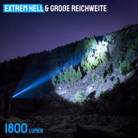 LED Taschenlampe, Trustfire T11R LED Taschenlampe Extrem Hell 1800 Lumen USB Aufladbar Taschenlampe 5 Modi Taktische Taschenlampe IP68 Wasserdicht Taschenlampe für Camping Wandern Notfälle