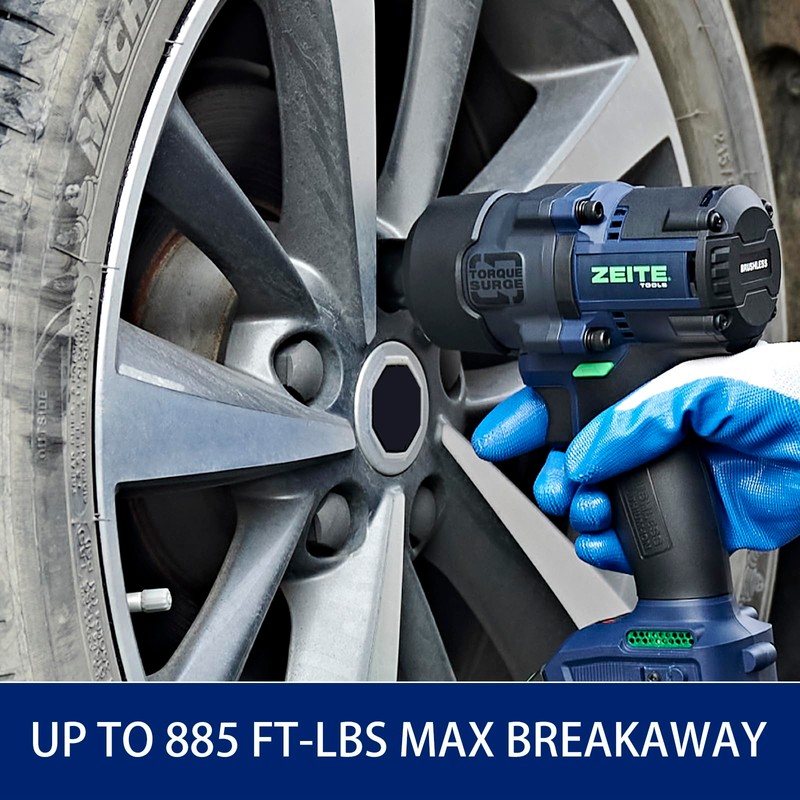 Zeite 18V Cordless Impact Wrench Kit,High Torque 1/2" Brushless Impact