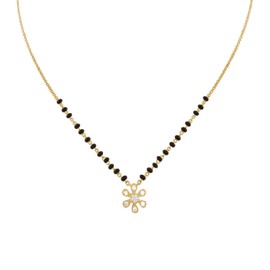 TARINIKA Minimal Floral CZ Sterling Silver Mangalsutra(Gold-Plated) - Silver Chain Necklace for Women | Perfect for Casual occasions | Indian jewelry sets for women