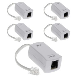 InstallerParts DSL Modem Phone Filter - for Interference Elimination and Static Noise Blocker | for Answering Machine, Fax Machine, Telephones Landline Cordless | 5 Pack, White DSL Phone Filter