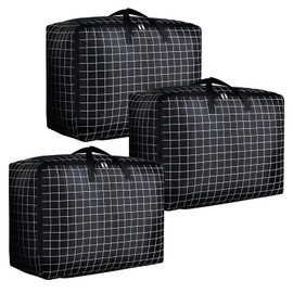 VEGCOO 3 Pcs Large Storage Bag 105L, Duvet Storage Bag with Zips, Waterproof Moisture Proof Storage Bag for Moving House Storage Clothes Bedding Duvet Quilt Blankets Pillows
