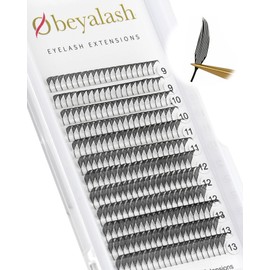 Obeyalash Spire Lashes for Professional Premade Fan Eyelash Extensions Individual Eyelashes Easy Fans D Curl Mixed 9-13mm 12 Rows 240pcs Clusters Wet Set/Anime/Manga Styles Lashes