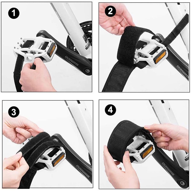 Pedal Straps (4 Pieces), Bicycle Pedal Toe Clip Straps Two