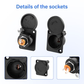 PNGKNYOCN DC 5.5x2.1mm Power Socket，12 V 3A DC Female Panel Mount Connector with Waterproof Cap for Panel Mount（4 Pack）