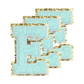 sourcing map Chenille Letters E Patches Large Size 80mm/3.15 Inch Iron-on Letters E Patches Golden Glitter Embroidered Patches for Clothing, Shoes, Hats, Backpacks Pack of 3(Blue)
