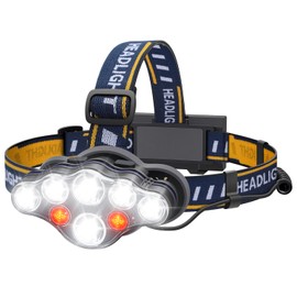 Aigostar Rechargeable Headlamp 6500K 600Lumen Head Light,Waterproof Bright SOS Flashing Long-Lasting Outdoor Pivoting Head Lamp for Camping Hiking Running Fishing Cycling Miner Construction Emergency