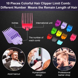 Pack of 10 Colourful Hair Trimmers Border Comb Combination Cutting Comb Replacement for and Compatible with Choice Hair Clippers and Comb