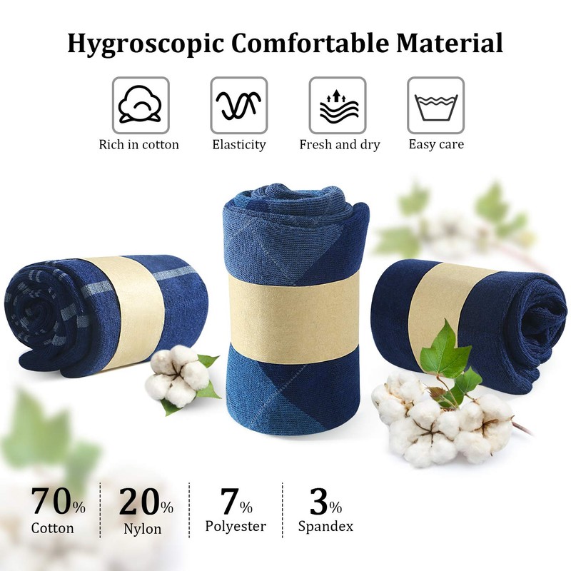 Yousu Mens Dress Socks Business Casual Solid Pattern Cotton Crew
