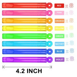 Bubble Wands Party Favors Pack of 64, Mini Neon Bubble Wands | Odor-Free Non-Toxic Kids’ Bath Toy/Birthday Treats Bubble Maker Toys for Kids | Outdoor Summer Events & Celebration Toy Gift