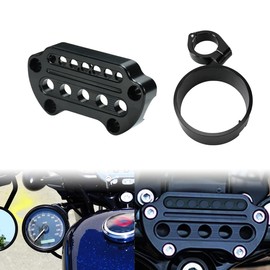 HCmotorku Motorcycle Speedometer Side Mount Indicator Bracket 39MM Handlebar Clamp Fit for Harley Dyna 1993-2005 Sportster XL883 X1200 1993-2022 Black