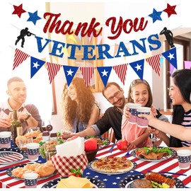 FHGG Thank You Veterans Decorations Banner Thank You to Our He roes Banner Decorations We Are So Proud of You Banner Decorations for Veterans Police Military Army Employees, Memorial Day Veterans Day