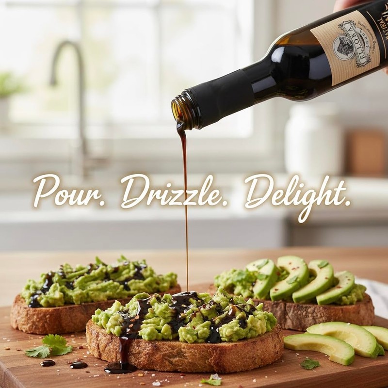 Ellora Farms, Plain Natural Balsamic Vinegar, Award-Winning, Thick and Creamy,
