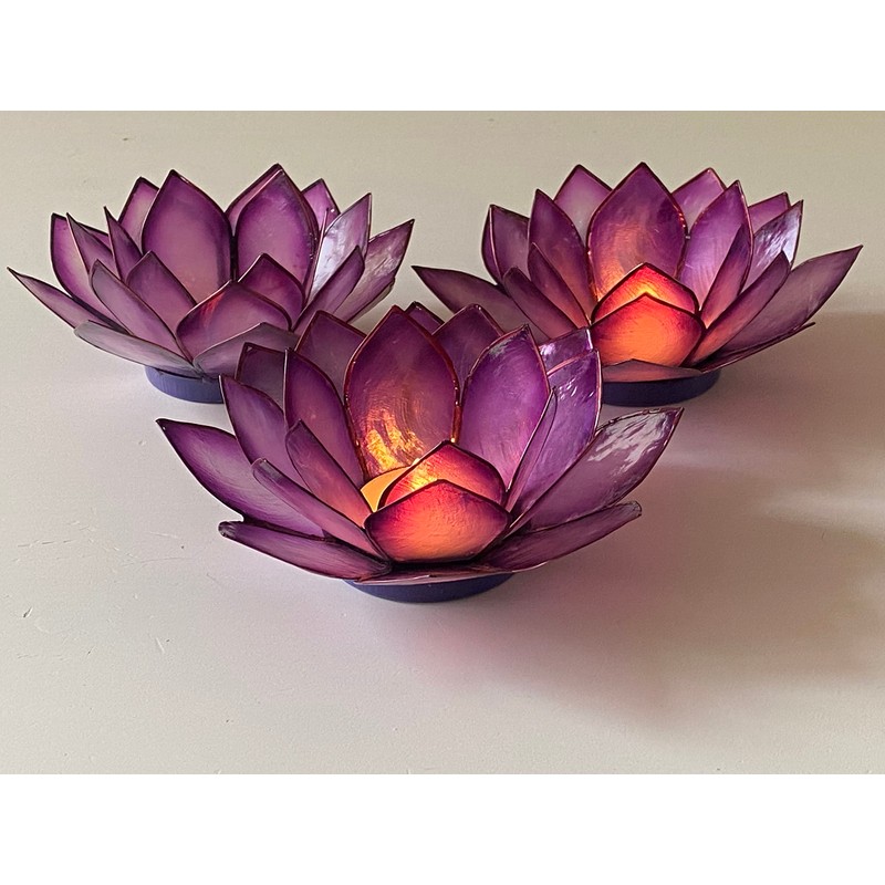 Om Gallery Capiz Shell Lotus Flower Decor Tealight Candle Holder
