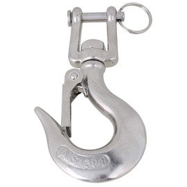 logyues Swivel Hanging Hook 350KG Swivel Hoist Hook Safety Latch Cable Snap Swivel Stainless Steel Silver Industrial Accessories