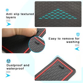 CDEFG Compatible with VW Polo AW MK6 2018-2023 2024 Rubber Mats Centre Console Non-Slip Non-Slip Mats Anti-Dust Cup Holder Rubber Mat Armrest Storage Polo Accessories (Red)