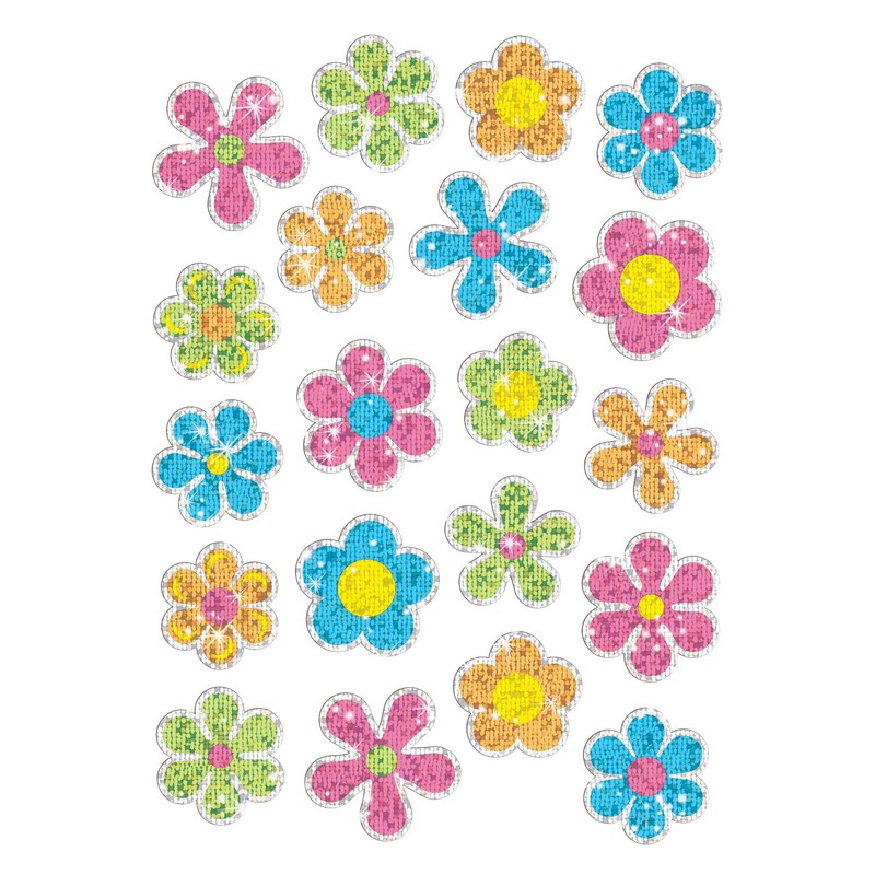 Trend Flower Power Large Sparkle Stickers, Classroom Incentives, 40 Count