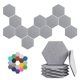 Hexagonal Acoustic Panels-12 Pack High-Density Sound Absorbing Panels 12"X10"X0.4" for Enhanced Noise Reduction, DIY Design, Idea for Studios, Offices, and Home Theaters(Ash Gray)