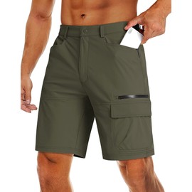 MAGCOMSEN Golf Shorts Men Stretch Quick Dry Shorts Hiking Cargo Shorts Outdoor Fishing Shorts Army Green,36