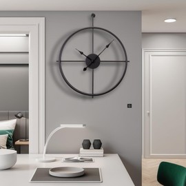 20 Inch Black Modern Wall Clock Decoative for Living Room,Large Silent Metal Wall Clock Battery Operated for Kitchen,Large Non-ticking Wall Clock for Bedroom,3d Minimalism Wall Clock for Farmhouse