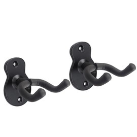 Guitar Wall Mount Hanger - Heavy Duty Guitar Hook Holder Stand for Acoustic, Electric, Bass & Ukulele (Black) - Space Saving String Instrument Storage​[QJ22]