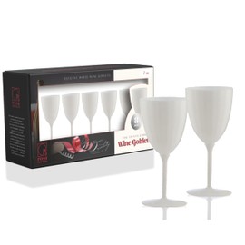 Posh Setting - 7oz White Plastic Wine Glasses for Party (8 Pack) Plastic Party Wine Glasses, Plastic Reusable Wine Glasses, Plastic Stemware, Plastic Wine Glasses Disposable, White Drinking Glasses