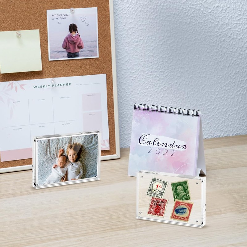 Adboros 2.5’‘x3.5’‘ Acrylic Picture Frames, 16 Pack Small Acrylic Magnetic