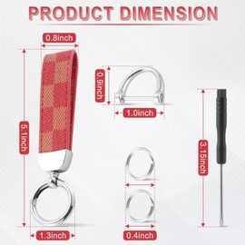 JUSTTOP Leather Keychain, Creative Car Key Chain with Anti-Lost D-Ring and 2 Key Ring, Car Accessories, Universal Keychain for Men and Women (Red)