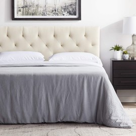 LUCID Mid-Rise Upholstered Headboard - Adjustable Height from 34” to 46”, King/Cal King, Pearl
