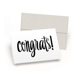 Congrats! Set of 10 Blank Congratulations Cards with Gray Linen Envelopes - All-Occasion Note Card Bulk Set - Proudly Made in the USA By Palmer Street Press