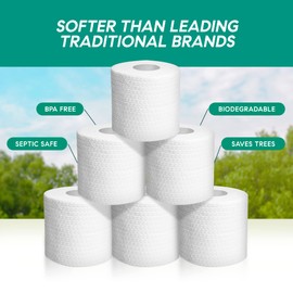 Silk'n Soft Bamboo Toilet Paper - Tree-Free Environment Safe Biodegradable Septic-Safe Fragrance Free Strong Dependable Panda Friendly Absorbent Bathroom Tissue 3-Ply - (12 Rolls)… Bleached