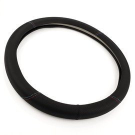 LST Diameter 38 x 9 cm, 15 x 3.5 inches, steering wheel cover, black, red, blue stitching
