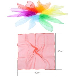 YQkangzhu 12Pcs Dance Magic Juggling Scarves, Square Dress Up Colorful Scarf, Sensory Toy Belly Dance Scarves, Play Movement Scarves, Silk Scarf with Hemmed Edges, Performance Props Accessories