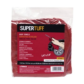 Trimaco SuperTuff Red Shop Towels, 14-inch x 14-inch, 4-Pack