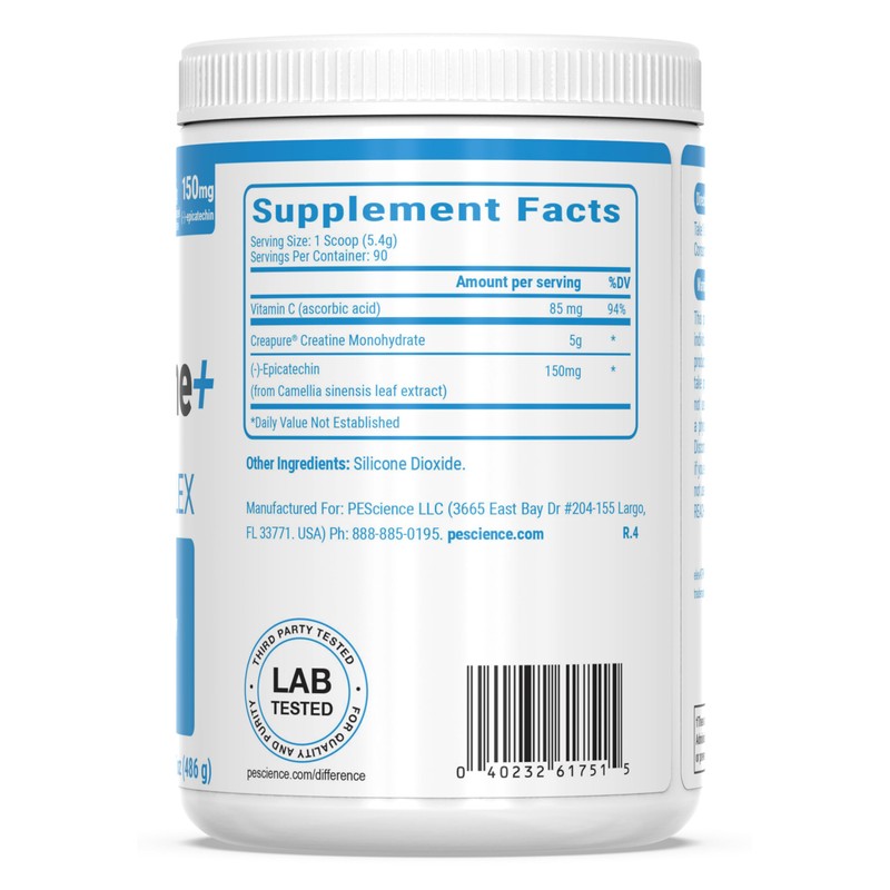 PEScience TruCreatine+ Creatine Monohydrate Powder Plus Epicatechin, Micronized Creapure Creatine